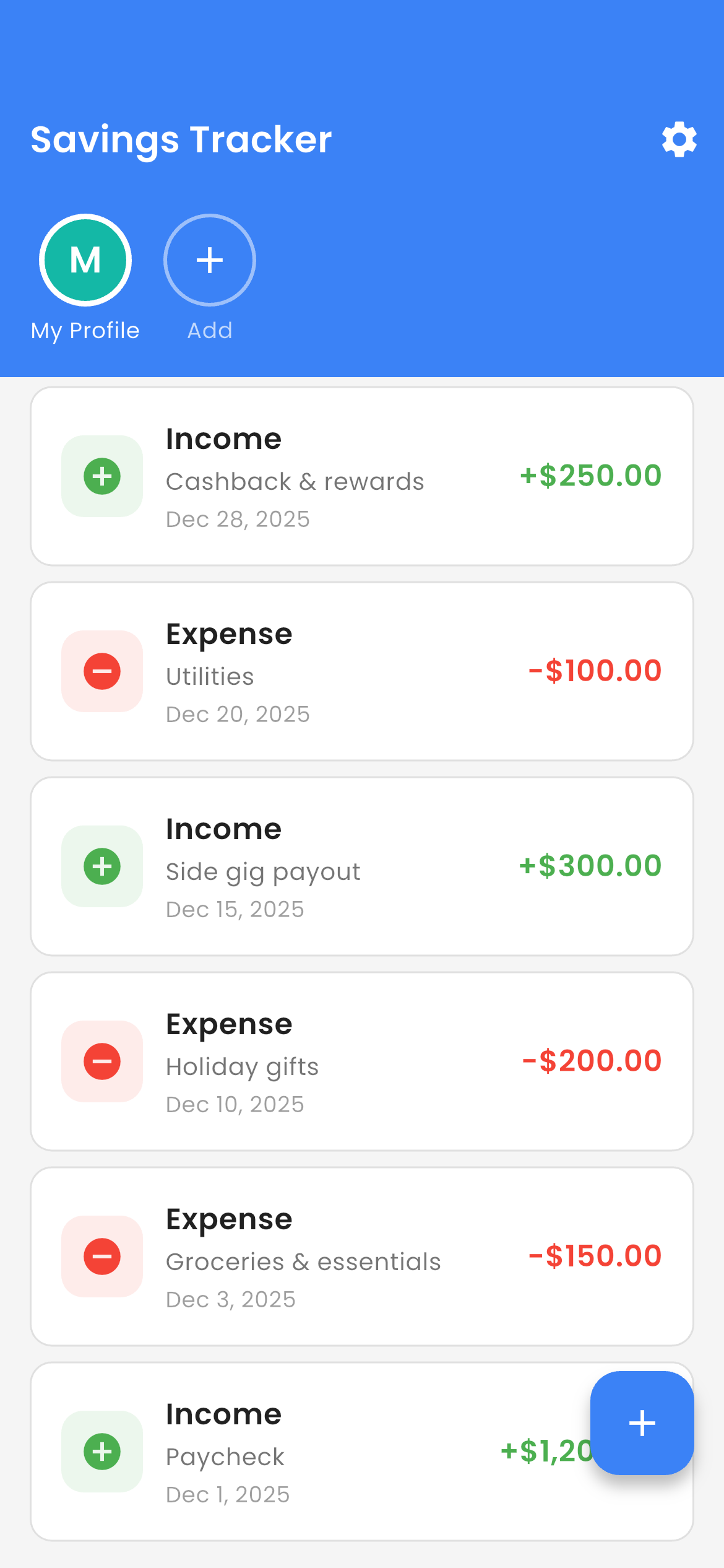 Viewing balance and recent activity